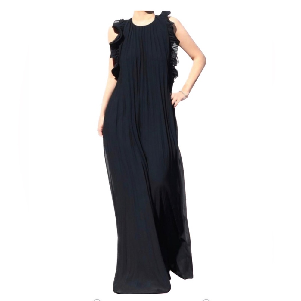 Backless Black Ruffle Maxi Dress - Picture 2 of 2